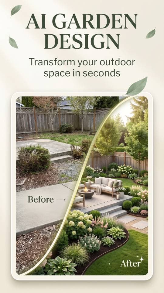 FlorAI AI Garden Design app screenshot showing garden photo upload